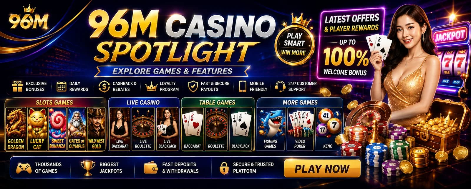 96M Casino Spotlight: Explore Games & Features